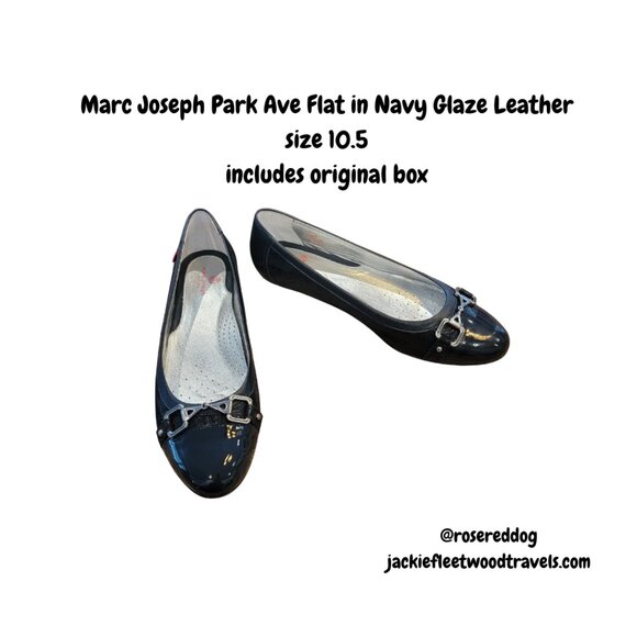 IOB Marc Joseph Park Ave Flat in Navy Glaze Leather - Picture 1 of 14